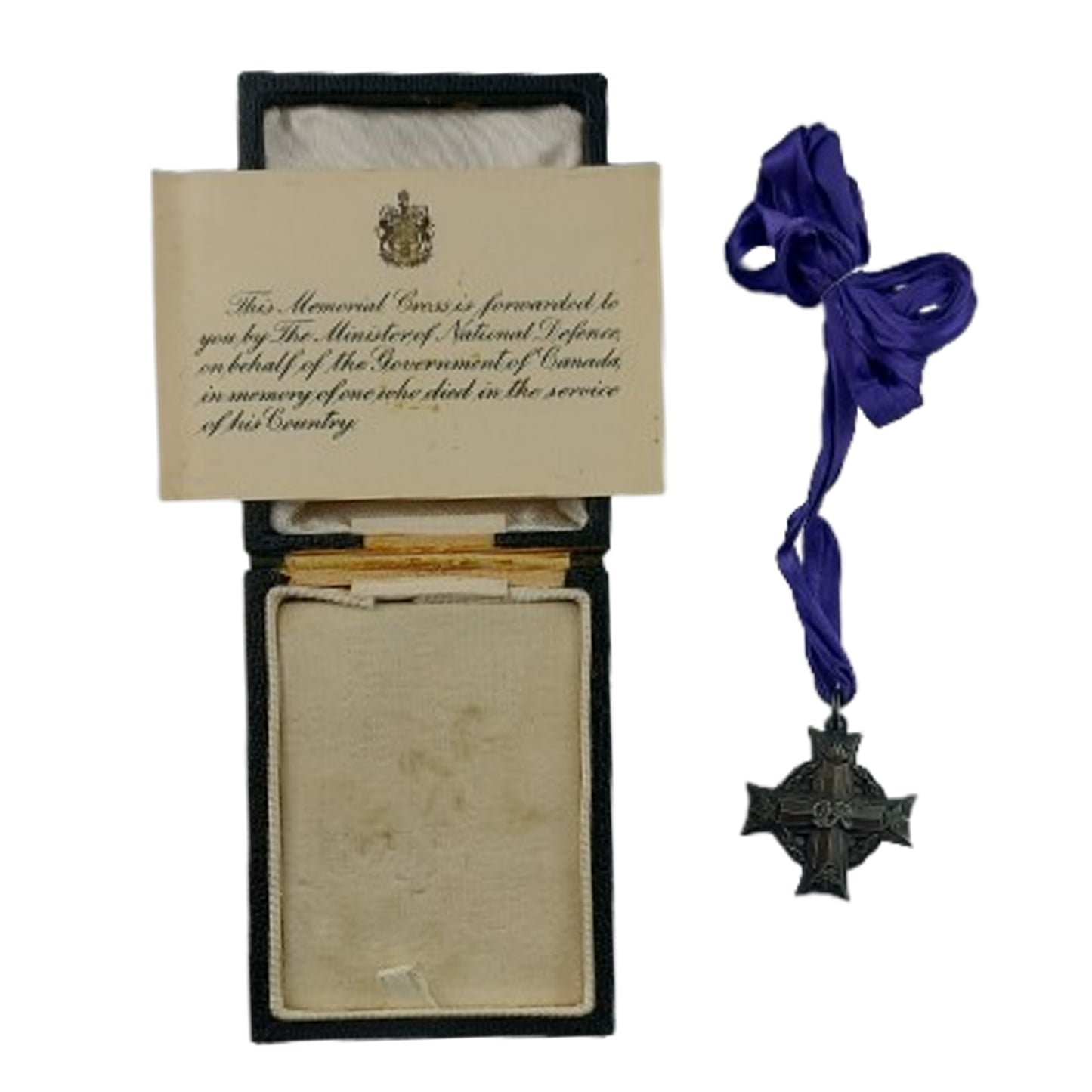 WW2 Canadian Cased Memorial Cross RCR Royal Canadian Regiment