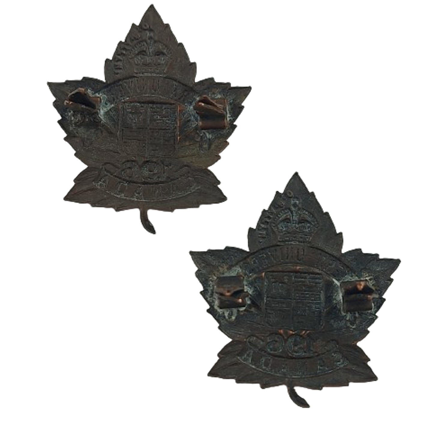 WW1 Canadian CEF 196th Battalion Collar Badge Pair -Western University
