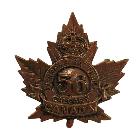 WW1 Canadian CEF 56th Battalion Collar Badge -Calgary Alberta -R.J. Inglis