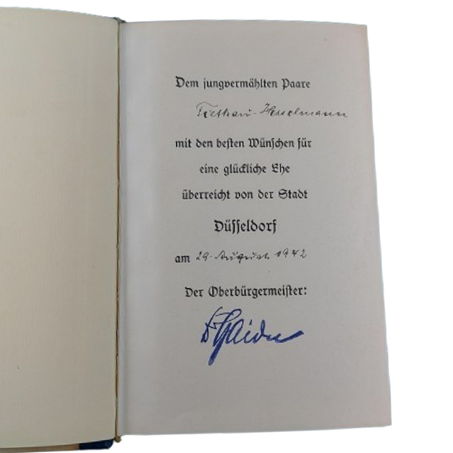 Named WW2 German Mein Kampf Wedding Edition In Sleeve 1942
