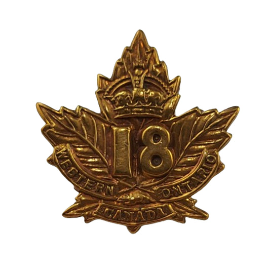 WW1 CEF Canadian 18th Battalion Collar Badge -London Ontario