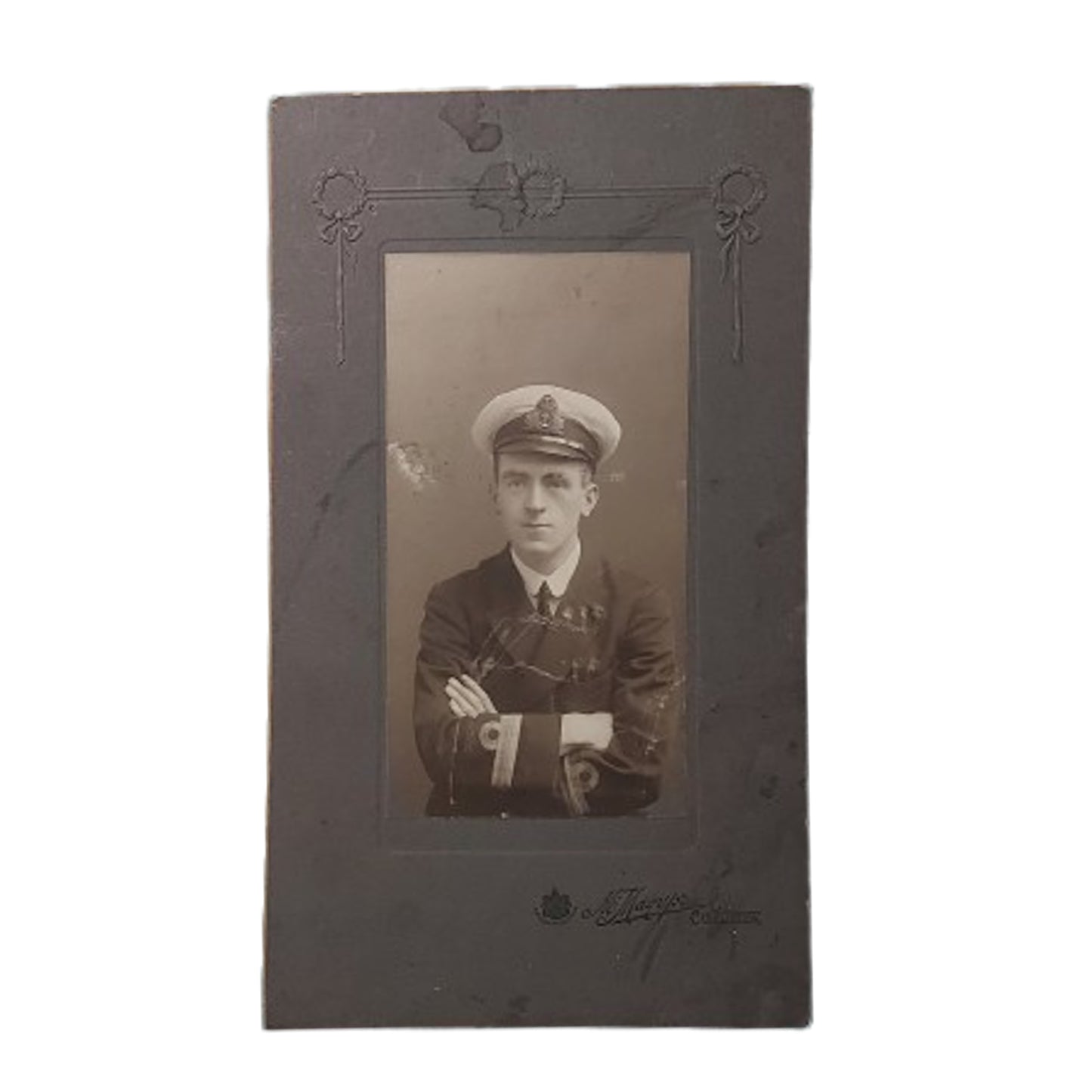 WW1 British Royal Navy Photograph on Matte Board R.A. Twomey HMS Temeraire