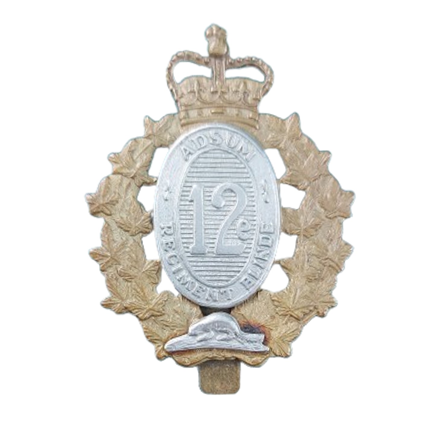 Post-WW2 Canadian 12e Regiment Blinde Du Canada (Armoured Regiment) Cap Badge