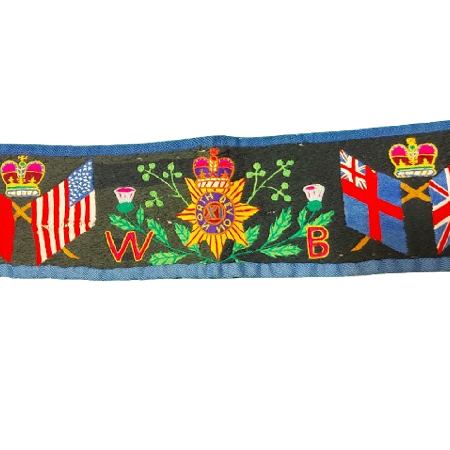 Pre-WW1 British Victorian 11th North Devon Regiment Embroidered Souvenir Belt