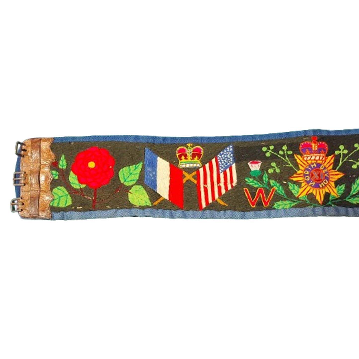 Pre-WW1 British Victorian 11th North Devon Regiment Embroidered Souvenir Belt