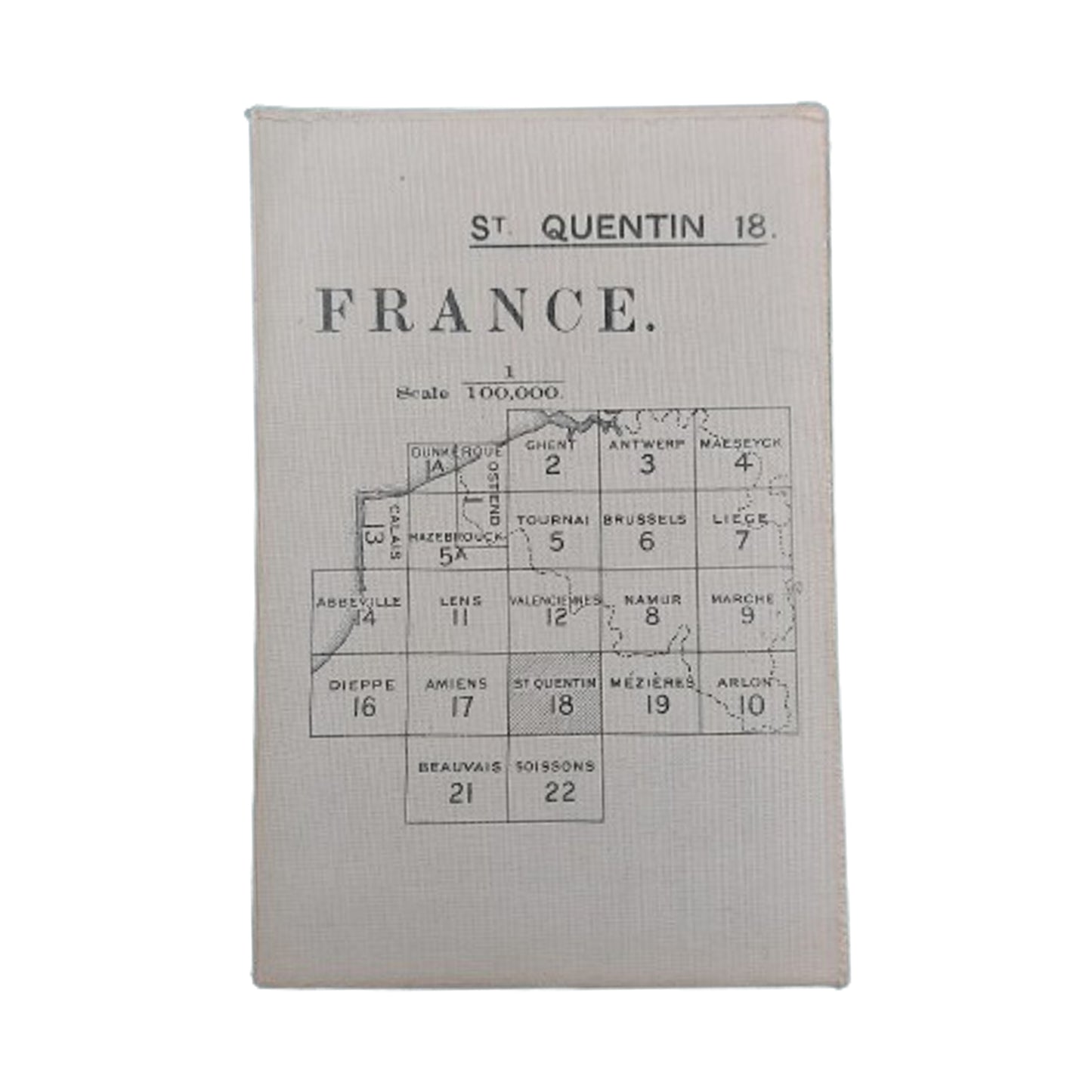 WW1 British Ordnance Linen Map -St. Quentin France 1916