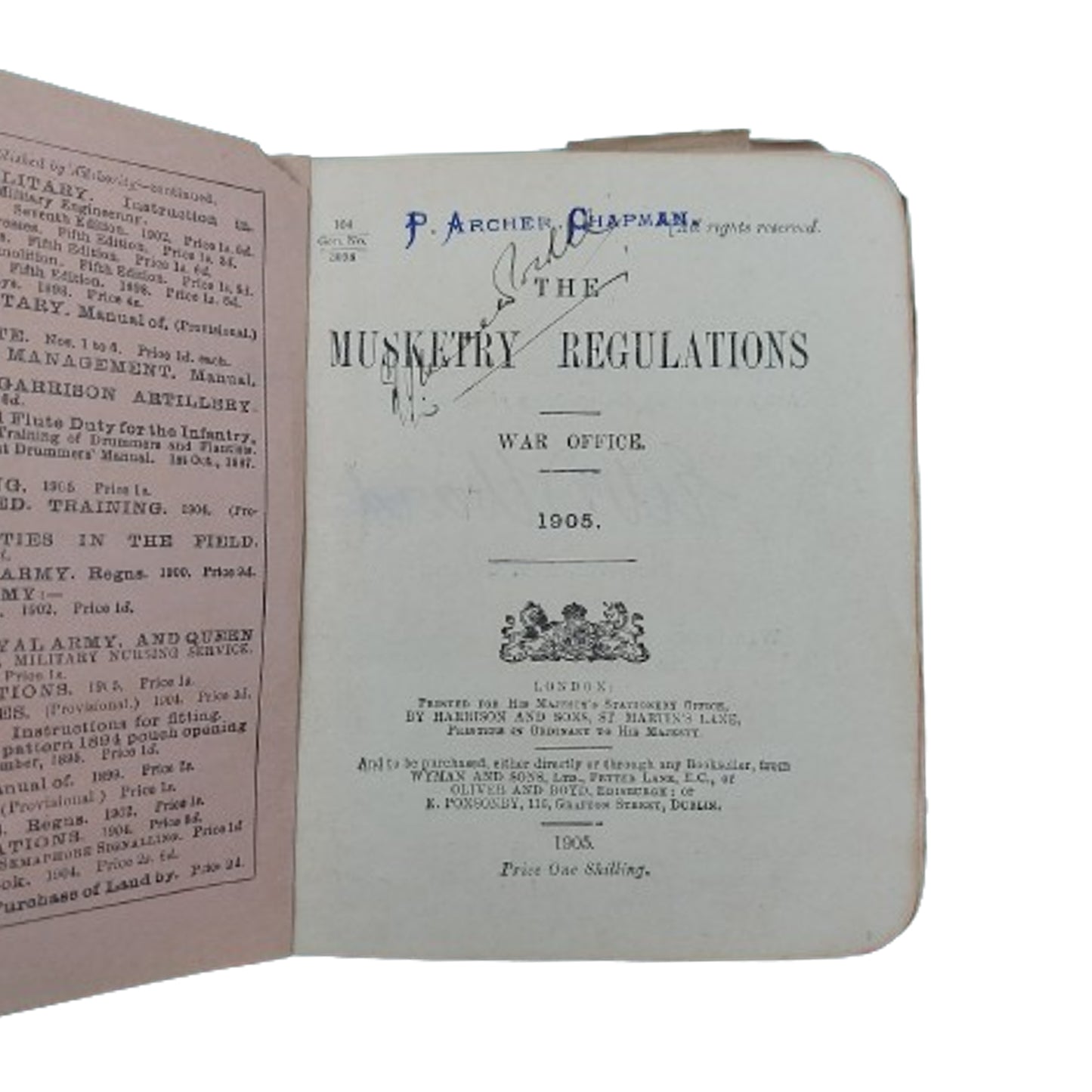 Named Pre-WW1 Musketry Regulations Manual 1905