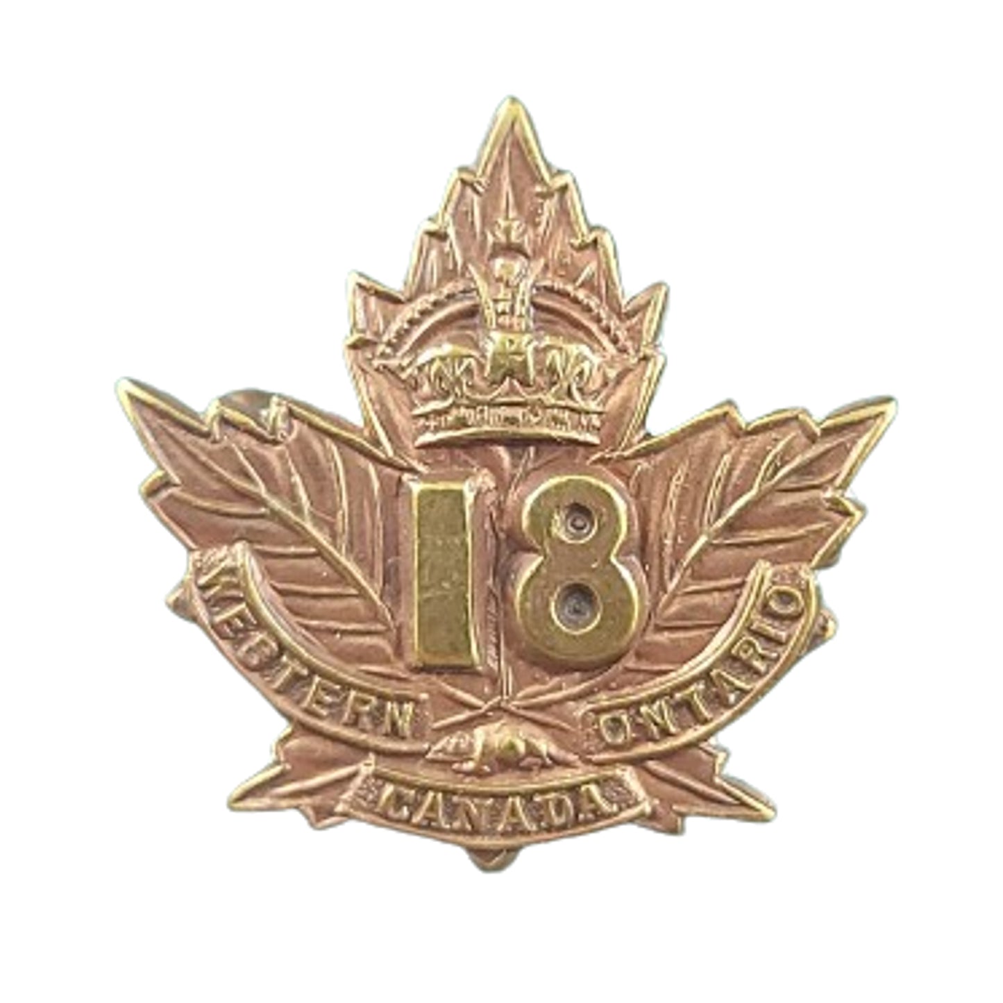 WW1 CEF Canadian 18th Battalion Collar Badge -London Ontario