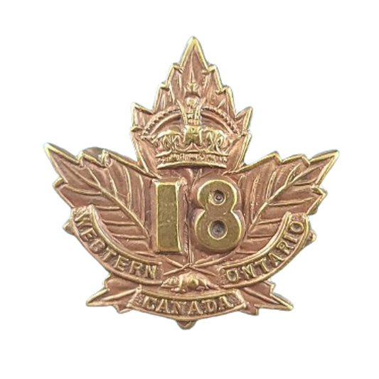 WW1 CEF Canadian 18th Battalion Collar Badge -London Ontario