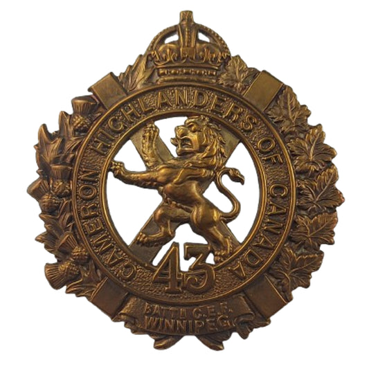 WW1 Canadian CEF 43rd Battalion Cap Badge - Cameron Highlanders Of Canada Winnipeg