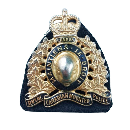 QEII RCMP Royal Canadian Mounted Police Cap Badge With Backing