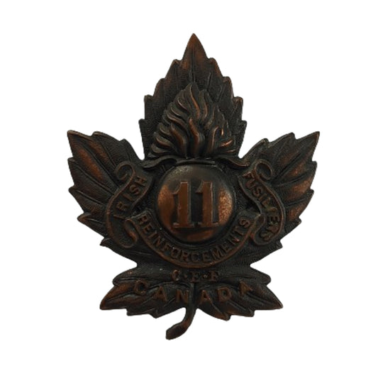 WW1 Canadian CEF 11th Irish Fusiliers Reinforcements Cap Badge -O.B. Allan