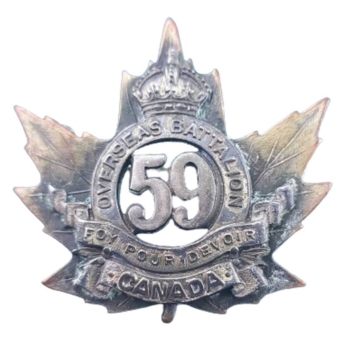 WW1 Canadian 59th Battalion Officer's Cap Badge -Brockville Ontario