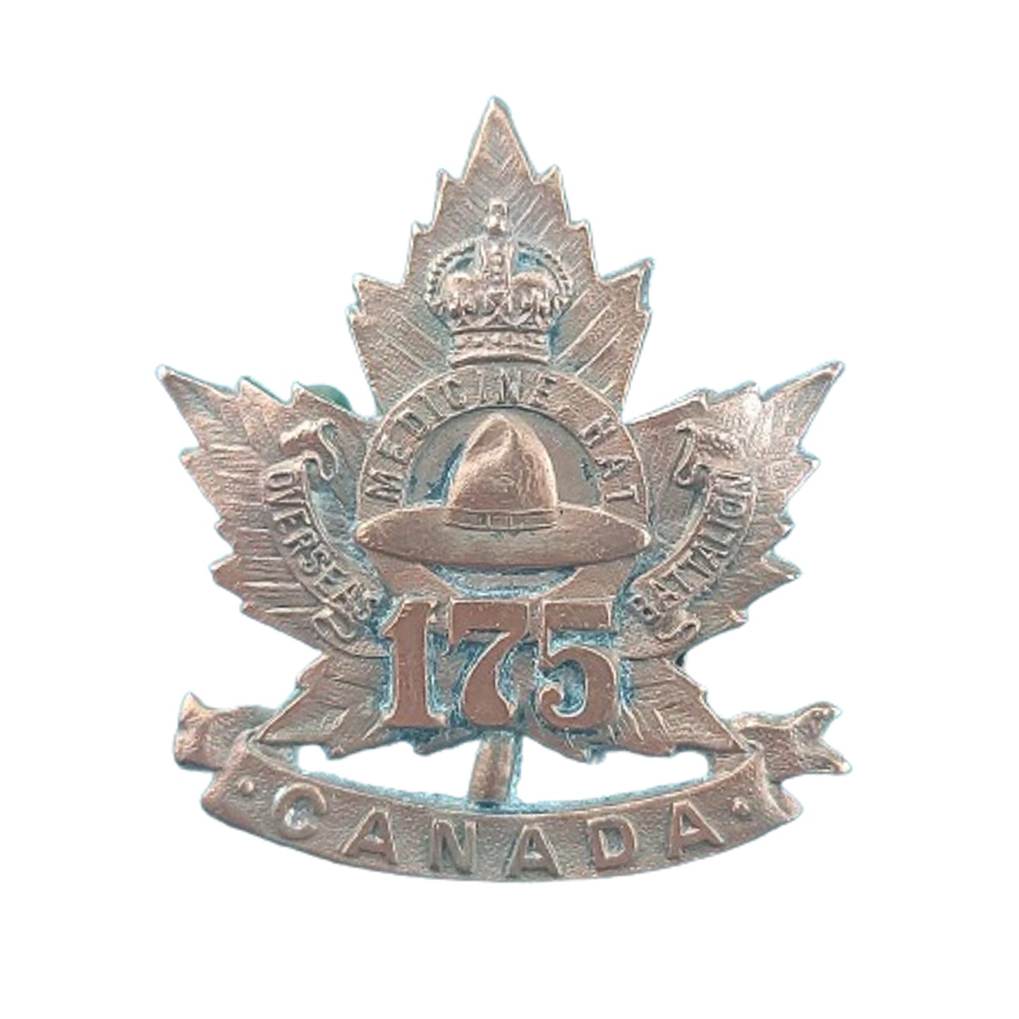 WW1 Canadian 175th Battalion Collar Badge -Medicine Hat Alberta -B. Cook