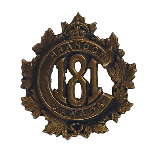 WW1 Canadian 181st Battalion Collar Badge Brandon Manitoba