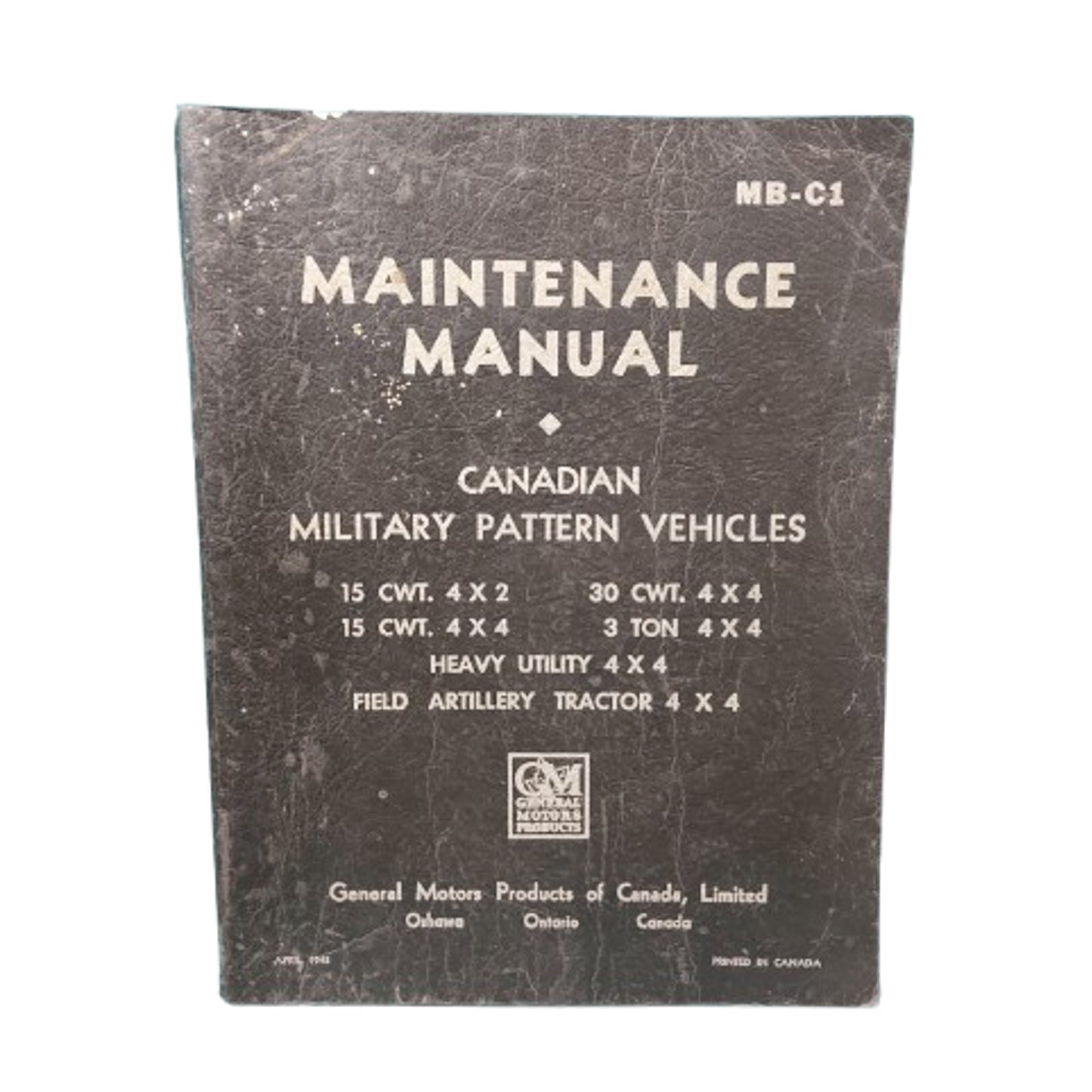 WW2 Canadian Military Pattern Vehicle Maintenance Manual 1942