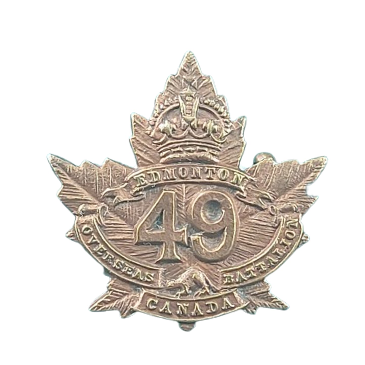 WW1 Canadian 49th Battalion Collar Badge -Edmonton, Alberta