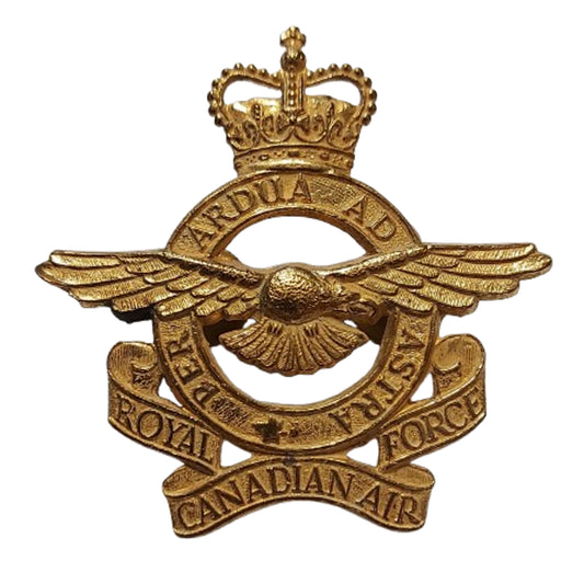 Post-WW2 Canadian Forces RCAF Brass Cap Badge for Peak Cap Hat