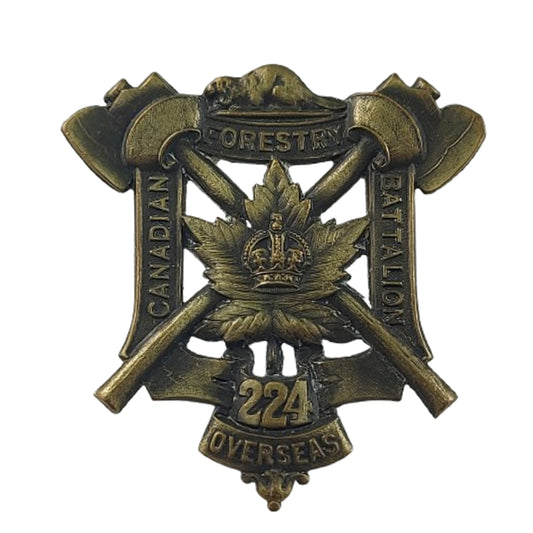 WW1 Canadian CEF 224th Overseas Battalion Cap Badge - Canadian Forstry Battalion