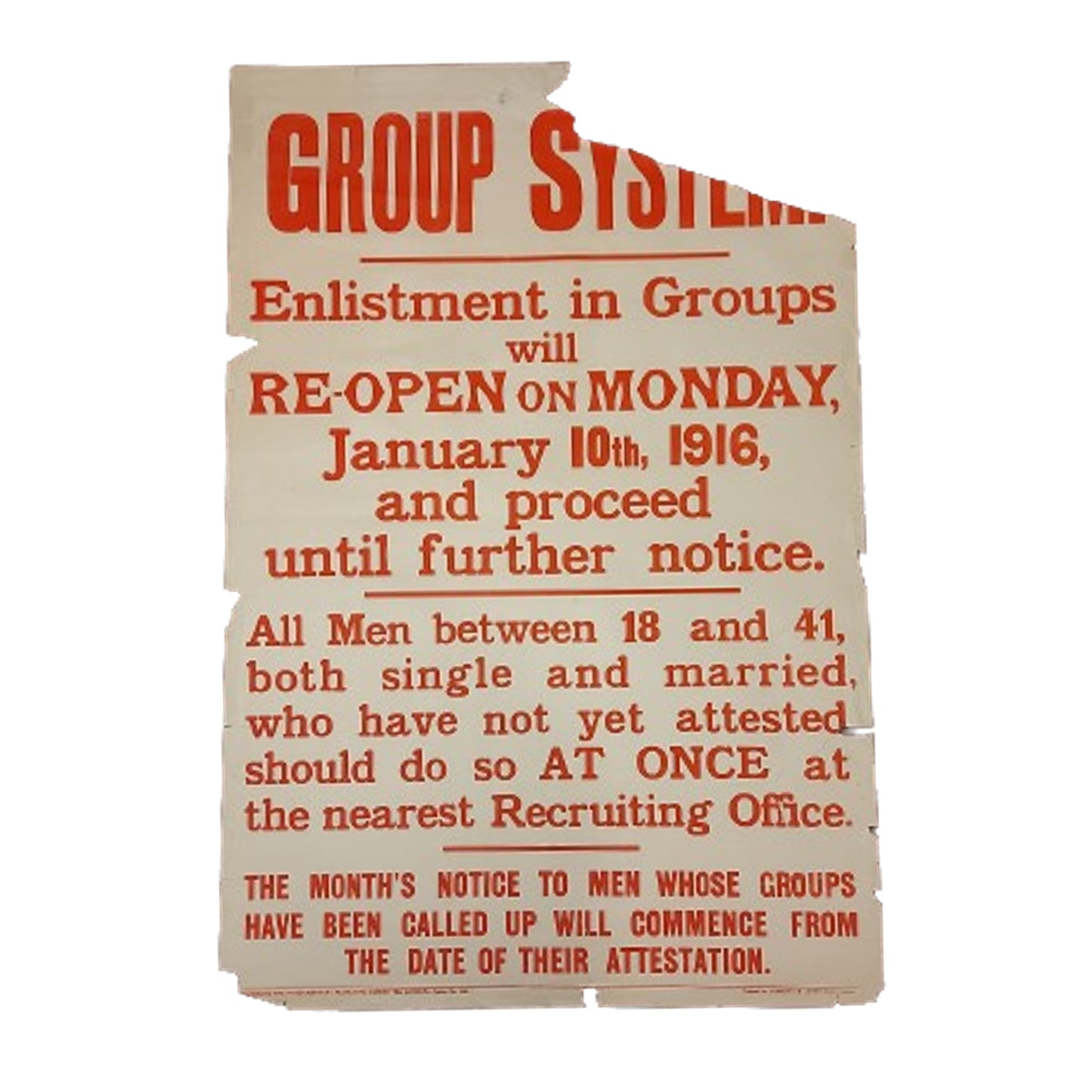 WW1 British Enlistment Recruiting Poster 1916