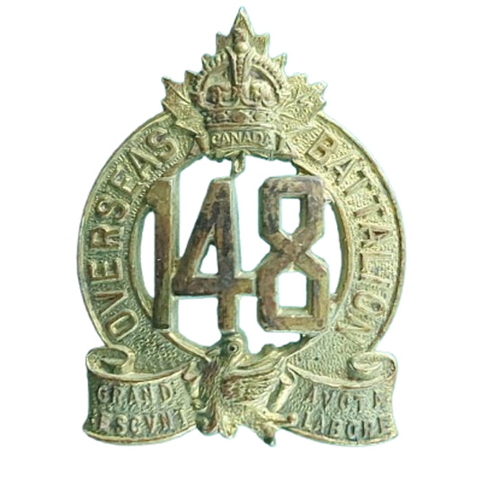 WW1 Canadian 148th Battalion Collar Badge - Montreal Quebec Birks 1916