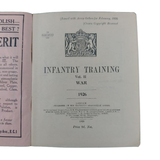 Pre-WW2 British Named 1926 Infantry Training Manual