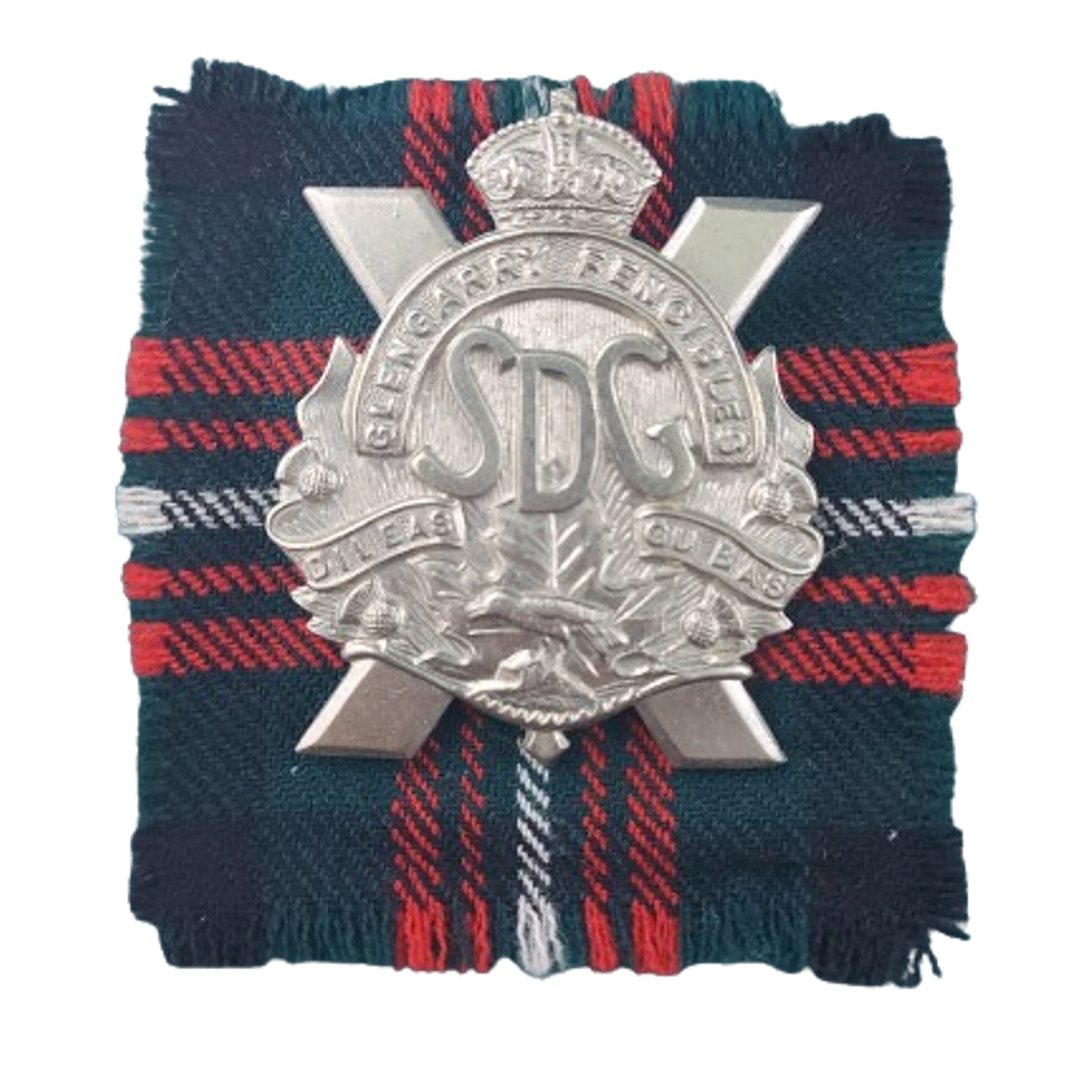 WW2 Canadian SDG Stormont Dundass & Glengarry Highlanders Cap Badge With Tartan Backing