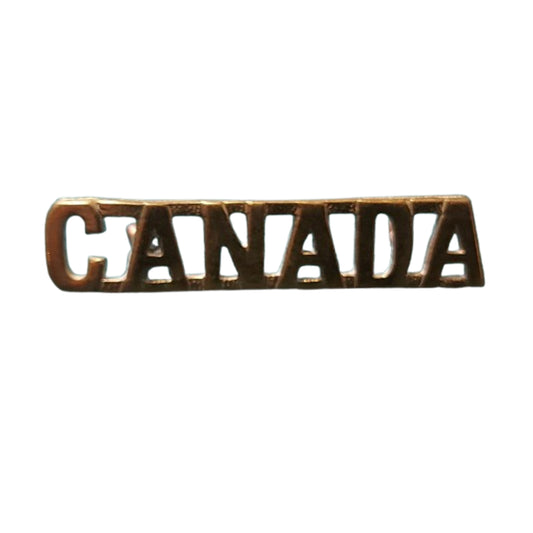 WW2 Canadian CANADA Brass Shoulder Title