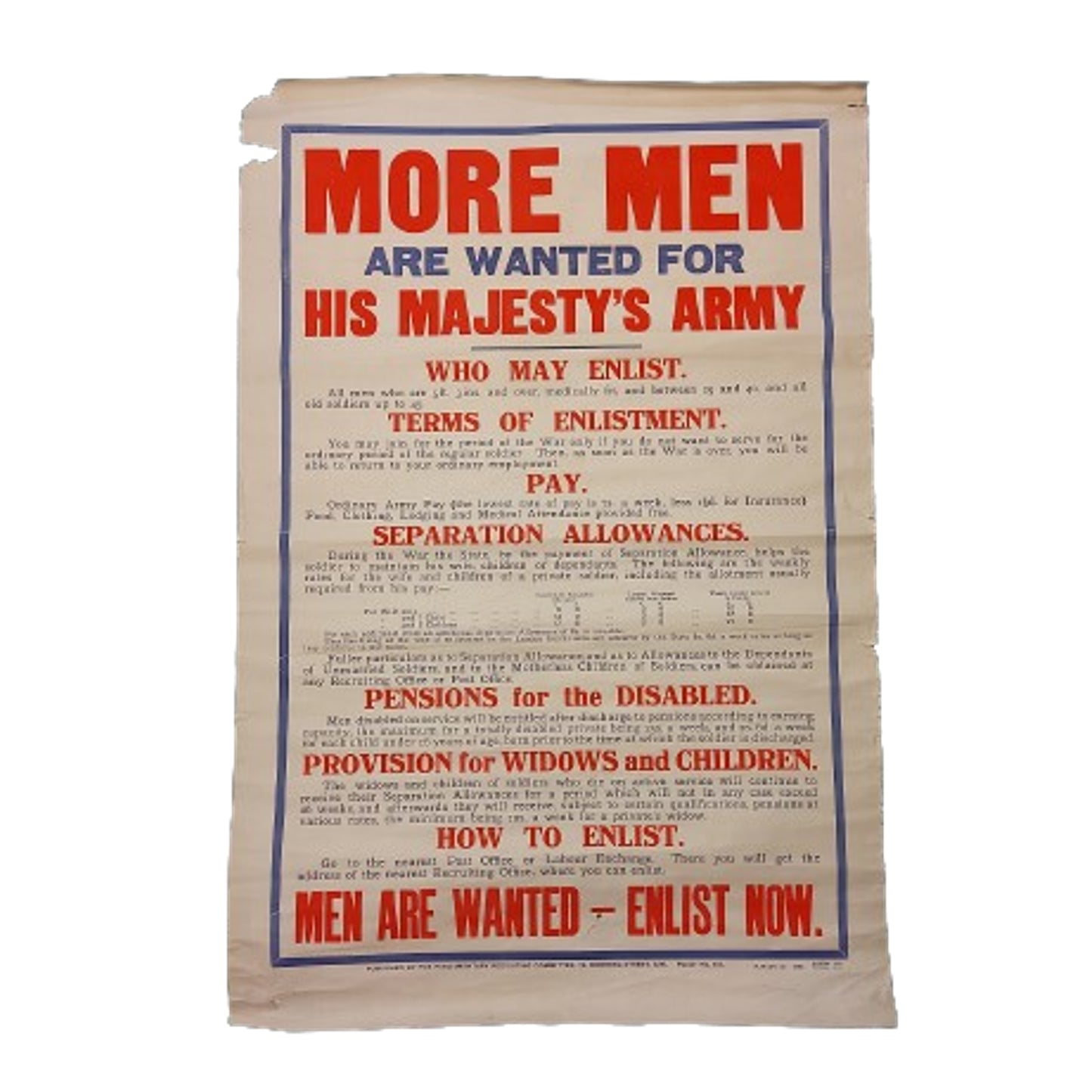 WW1 British Recruiting Poster 1915