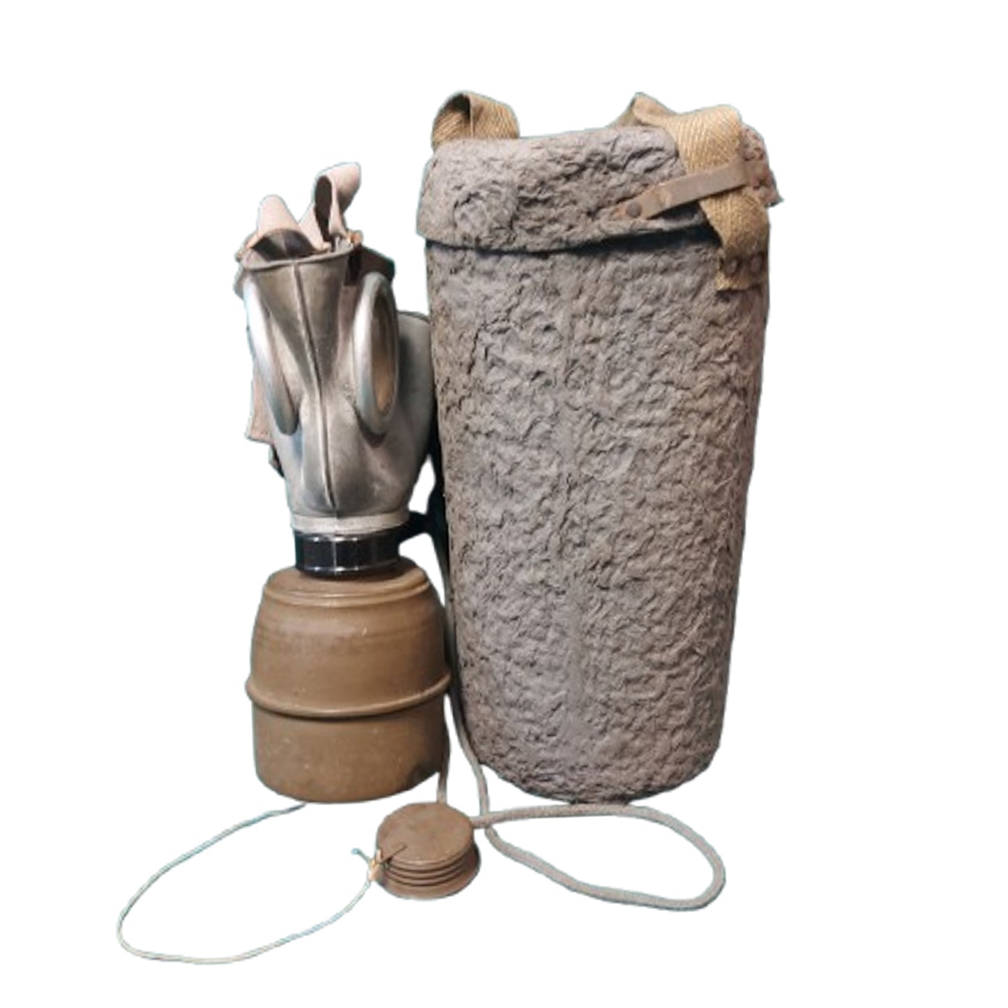 WW2 French Gas Mask In Paper Mache Carrier