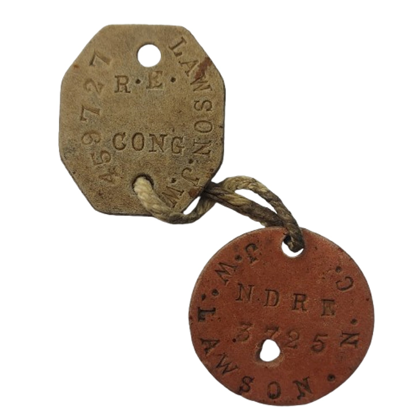 WW1 British I.D. Identification Tag Pair RE Royal Engineers