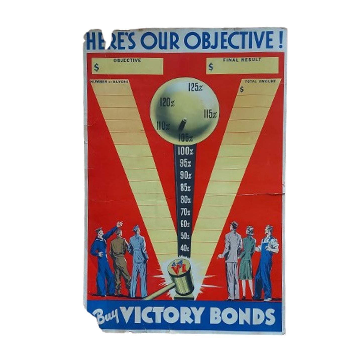 WW2 Canadian Victory Bond Poster "Here's Our Objective"