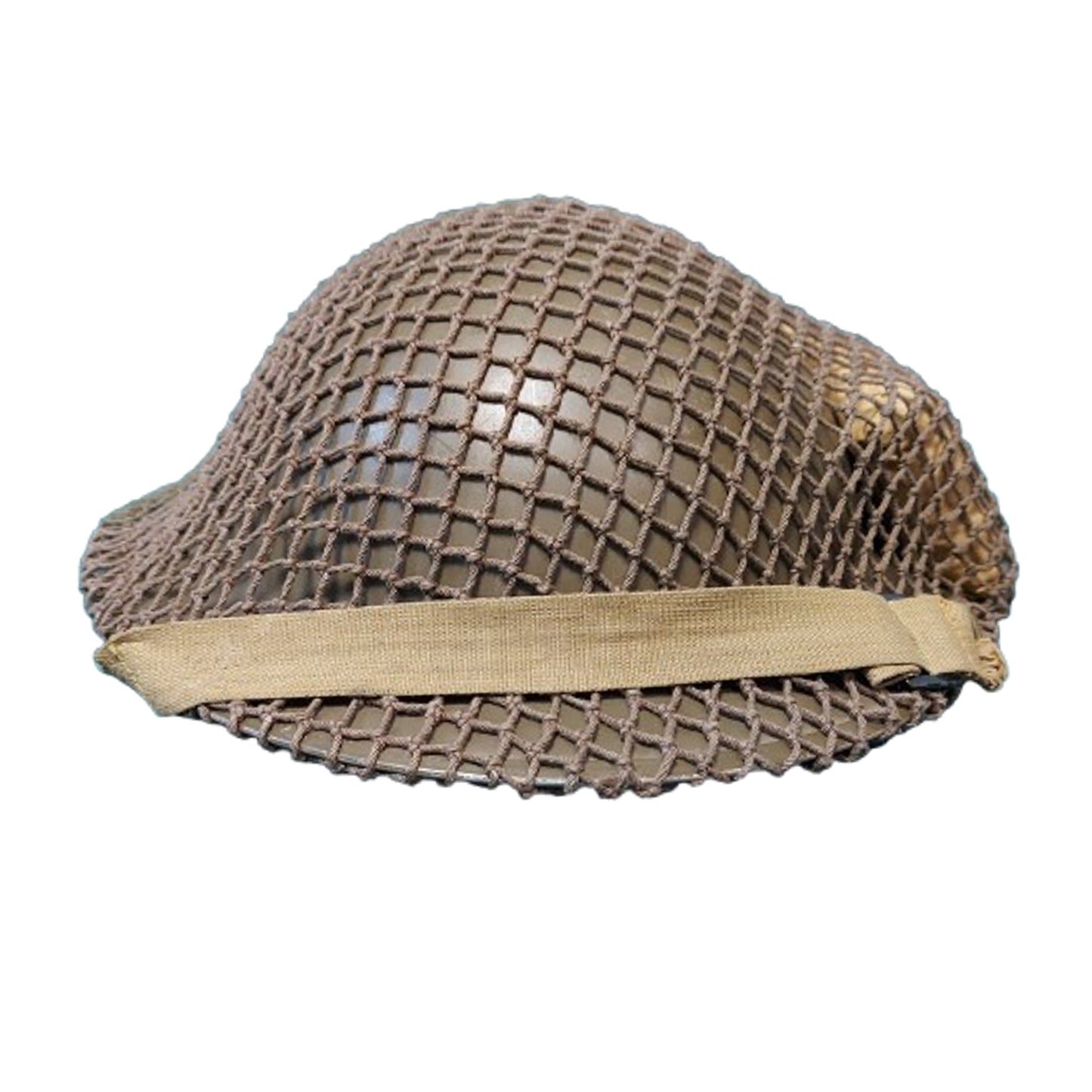 WW2 Canadian Mk.II Combat Helmet With Service Number, Camouflage Helmet Net And Field Dressing