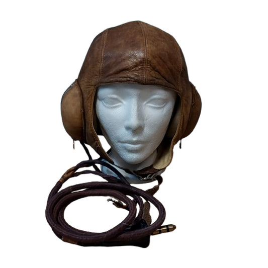 WW2 Canadian RCAF Type B Leather Flying Helmet With Cord And Service Number