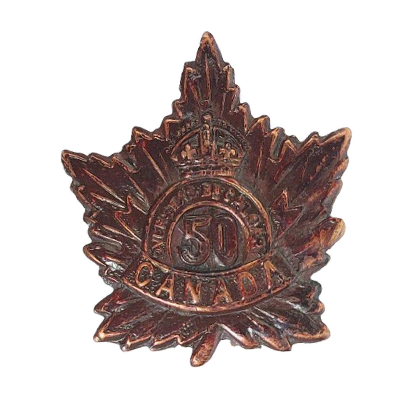 WW1 Canadian CEF 50th Overseas Battalion Collar Badge