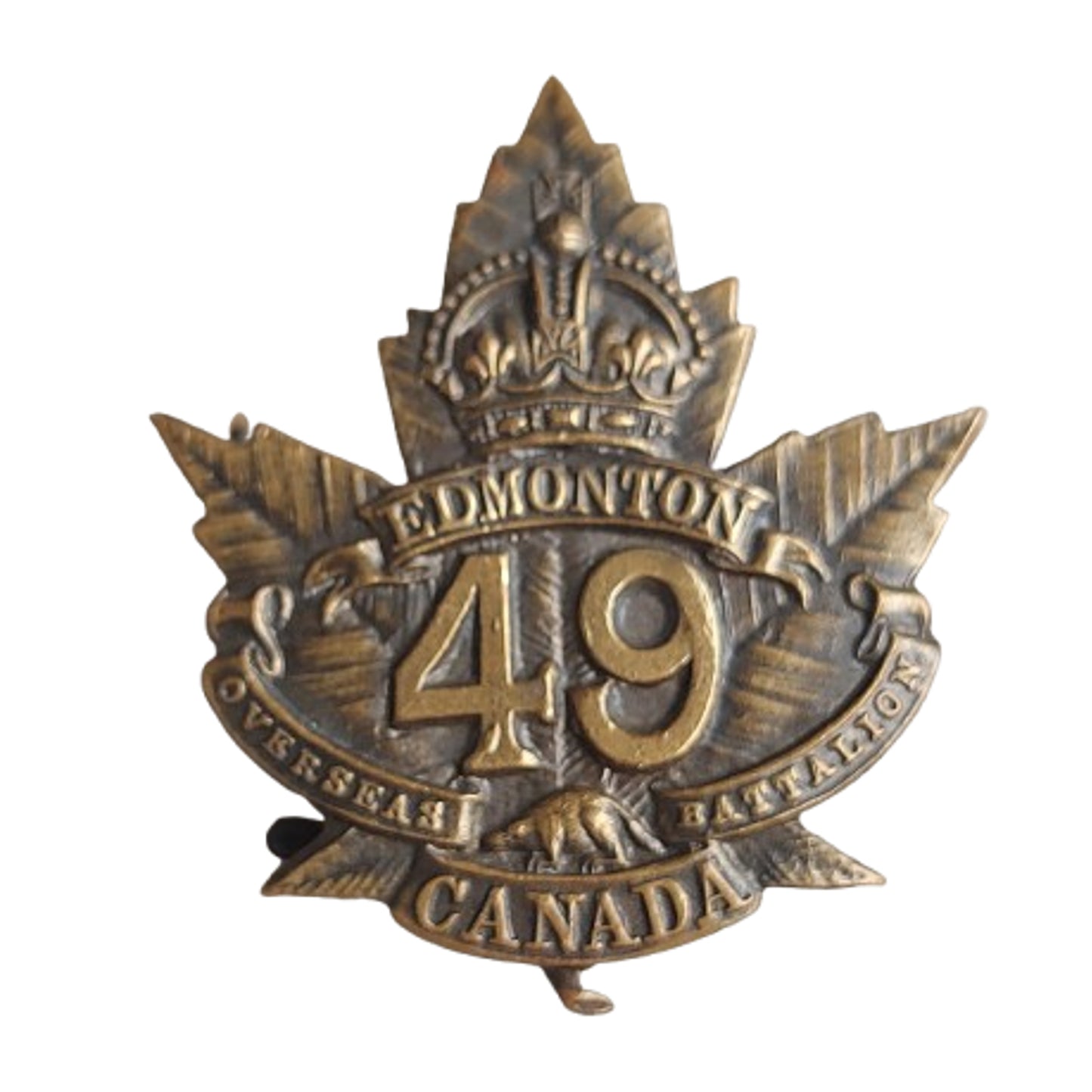 WW1 Canadian CEF 49th Overseas Battalion Edmonton Regiment Cap Badge