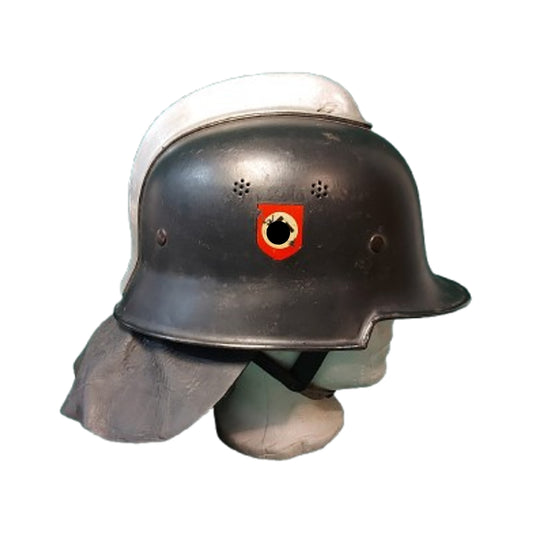 WW2 German M34 Feuerschutzpolizei Fire Police Double Decal Helmet