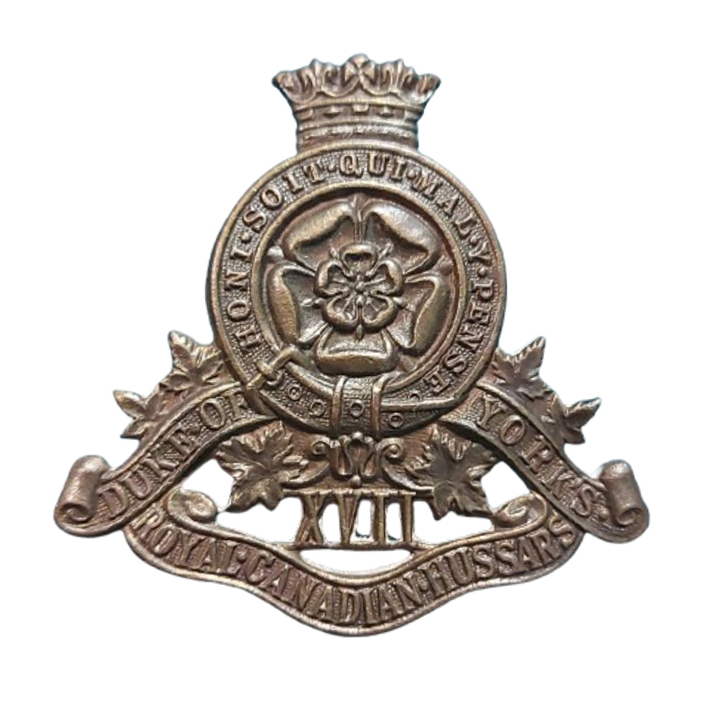 WW2 Canadian 17th Duke Of Yorks Royal Canadian Hussars Cap Badge