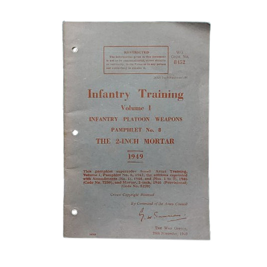 Post-WW2 Canadian Infantry Training Manual The 2 Inch Mortar 1949