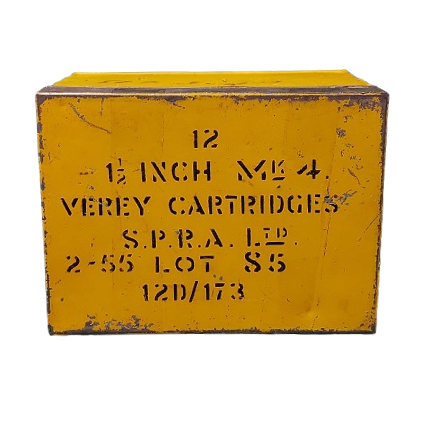 Post-WW2 Canadian 1 1/2  Inch Verey Cartridge Signal Flare Tin