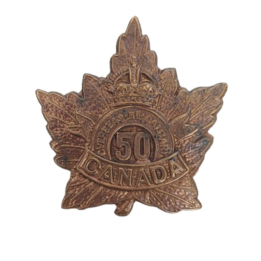 WW1 Canadian CEF 50th Overseas Battalion Collar Badge Tiptaft