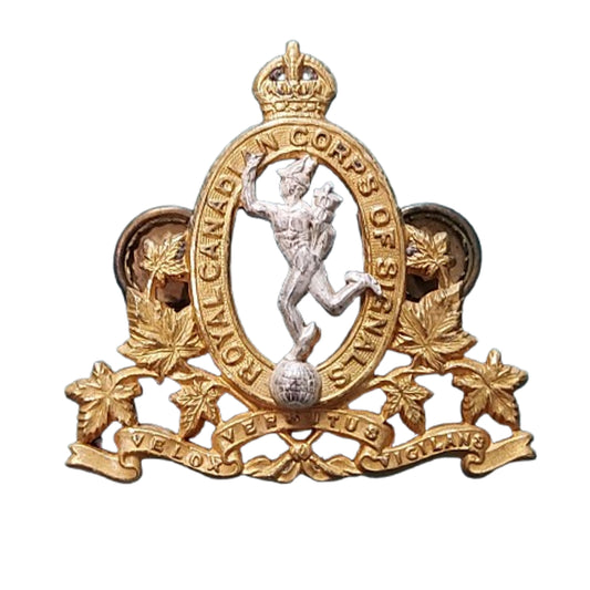 WW2 Canadian RCCS Royal Canadian Corps Of Signals Officers Cap Badge