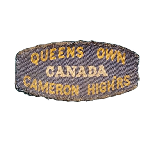 WW2 Canadian Queens Own Cameron Highlanders Printed Canvas Shoulder Title