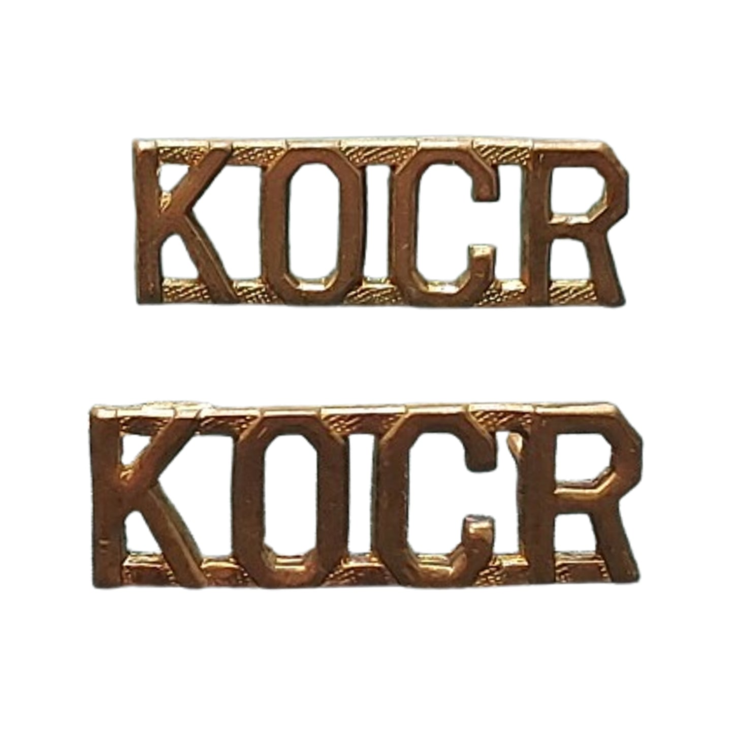 Post-WW2 Canadian KOCR King's Own Calgary Regiment Brass Shoulder Title Pair