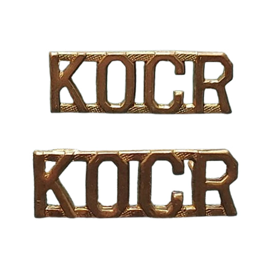 Post-WW2 Canadian KOCR King's Own Calgary Regiment Brass Shoulder Title Pair