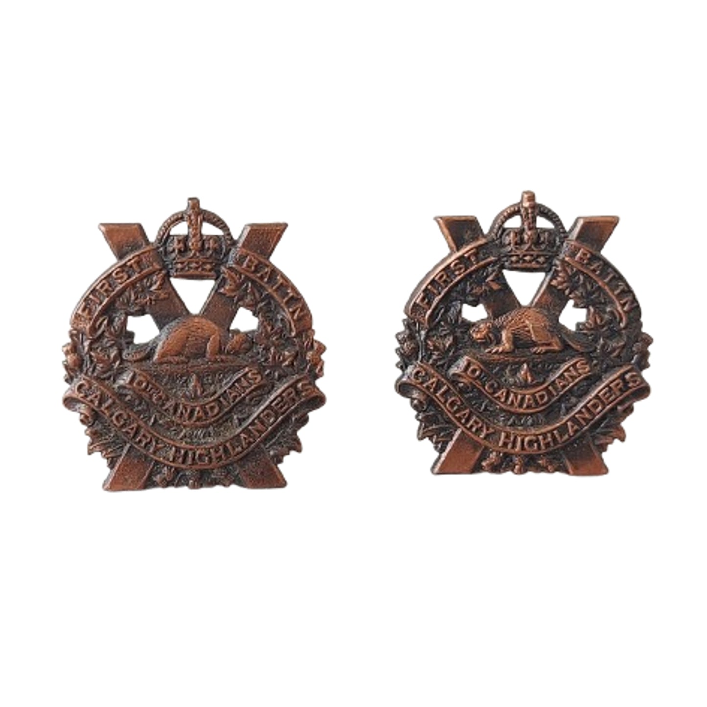 WW@ Canadian Calgary Highlanders Collar Badge Pair