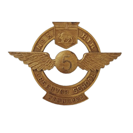 WW2 Canadian RCAF Number 5 Air Observers School Winnipeg Cap Badge