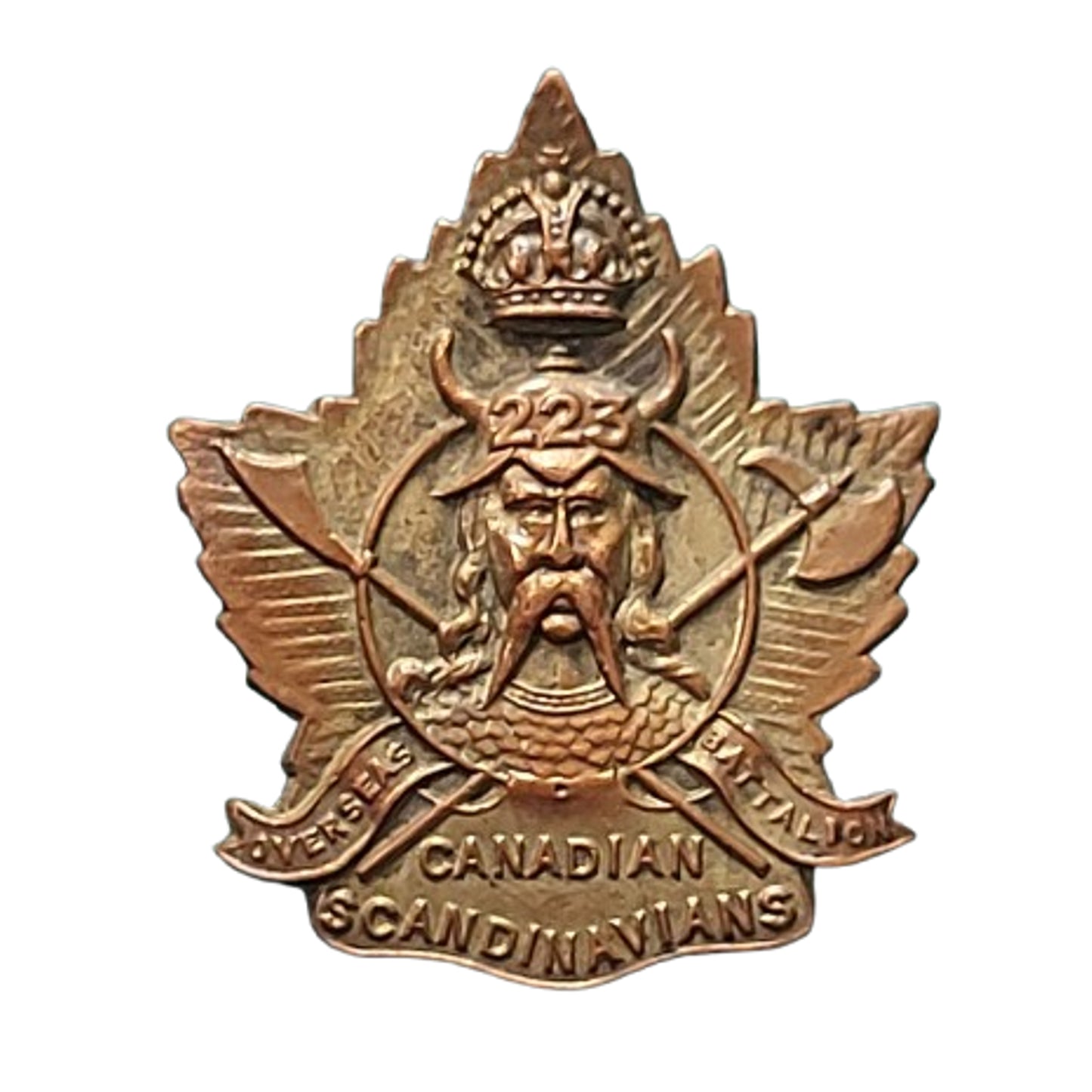 WW1 Canadian 223rd Battalion Collar Badge Canadian Scandinavians