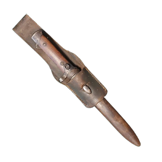WW2 Italian M1938 Mannlicher Carcano Short Rifle Folding Bayonet With Scabbard And Frog