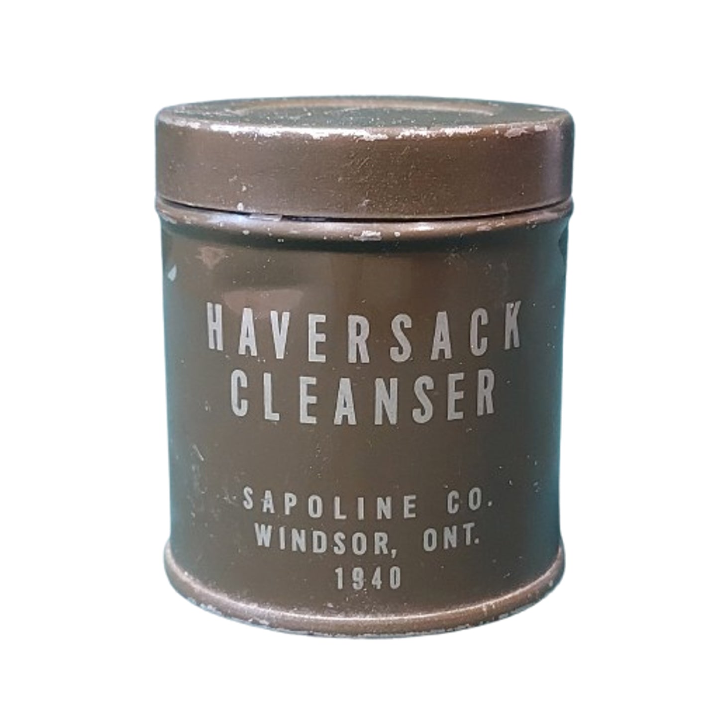 WW2 Canadian Haversack Respirator Cleanser Tin With Contents 1940